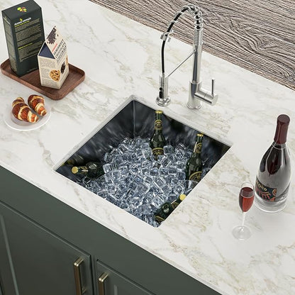 Logmey 17x19 Undermount Bar Sink,16 Gauge Heavy-Duty Stainless Steel Handmade Small Kitchen Sink,17x19x9 Single Bowl Utility Sink for RV & Prep Station