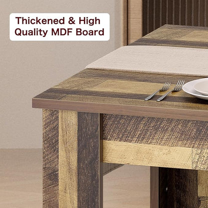 GarveeHome Dining Table for 4-6, Rectangular Dining Room Table, Kitchen Table with Large Table Top, Dinner Table, Farmhouse Dining Table for Dining Room, Kitchen, Living Room, Retro Brown