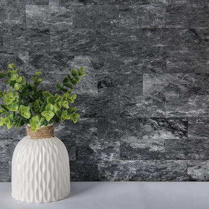 Art3d 10-Sheet Peel and Stick Backsplash PVC Wall Tile, Stickon Tile for Kitchen Backplash, Bathroom Vanities, Fireplace Decor, Laundry Table, Stair Decals in Dark Granite, Plastic-Sheets