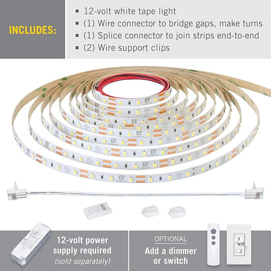 Armacost Lighting RibbonFlex Pro 12V White LED Strip Lights 60 LED/m, 4000K, 65.6 ft 152260