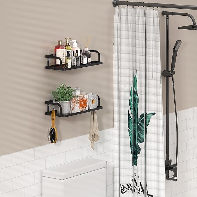 PUSDON Metal Wire Storage Baskets with Open Front, Multi-Purpose Organizer Bins with Mesh Bottom for Under Sink, Cabinet, Pantry and Bathroom, Space Saving Rack (Black, 2-Pack)