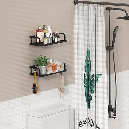 PUSDON Metal Wire Storage Baskets with Open Front, Multi-Purpose Organizer Bins with Mesh Bottom for Under Sink, Cabinet, Pantry and Bathroom, Space Saving Rack (Black, 2-Pack)