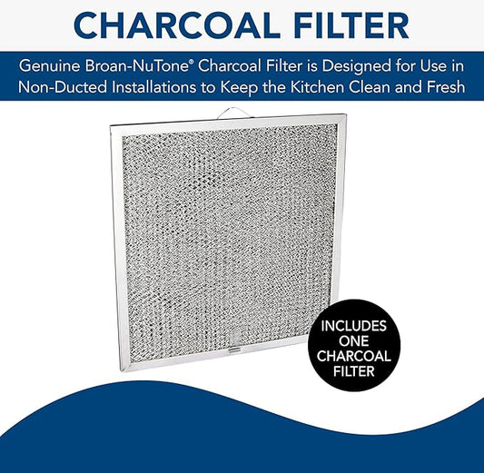 Broan-NuTone BPQTF Charcoal QT20000 Series Range Hoods, Carbon Air Filter, 1 Count (Pack of 1), Grey