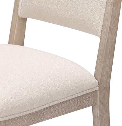 Plank+Beam Sereno Counter Stool, 24", Set of 2, Sturdy Wood Modern Kitchen Counter Height Stool, Upholstered Cushion Counter Chair with Back, Antique White/Ivory