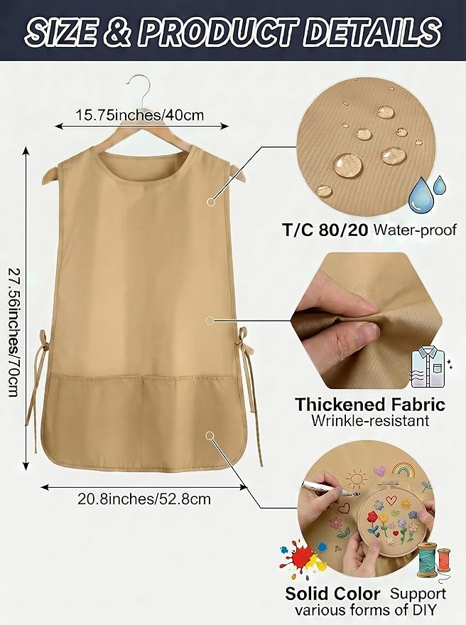 TFTAFAN Cobbler Apron Unisex Waterproof Apron with 2 Deep Pockets Art Smock for Painting Cleaning Artiest Apron work kitchen