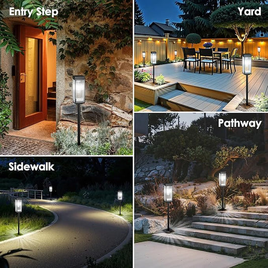 ELECLINK Solar Pathway Lights Outdoor, 4 Pack Upgraded Solar Lights Outdoor Waterproof, Bright Up to 15 Hrs Auto On/Off Garden Light for Yard Patio Lawn Path Walkway Driveway Outside Decor(Cool White)