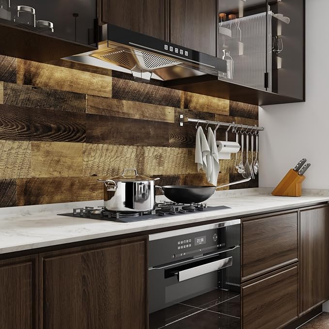 LACHEERY 160x36 Inch Wide Butcher Block Countertop Contact Paper Waterproof Peel and Stick Shiplap Wallpaper Wood Grain Contact Paper for Kitchen Counter Top Countertops Self Adhesive Wood Vinyl Wrap