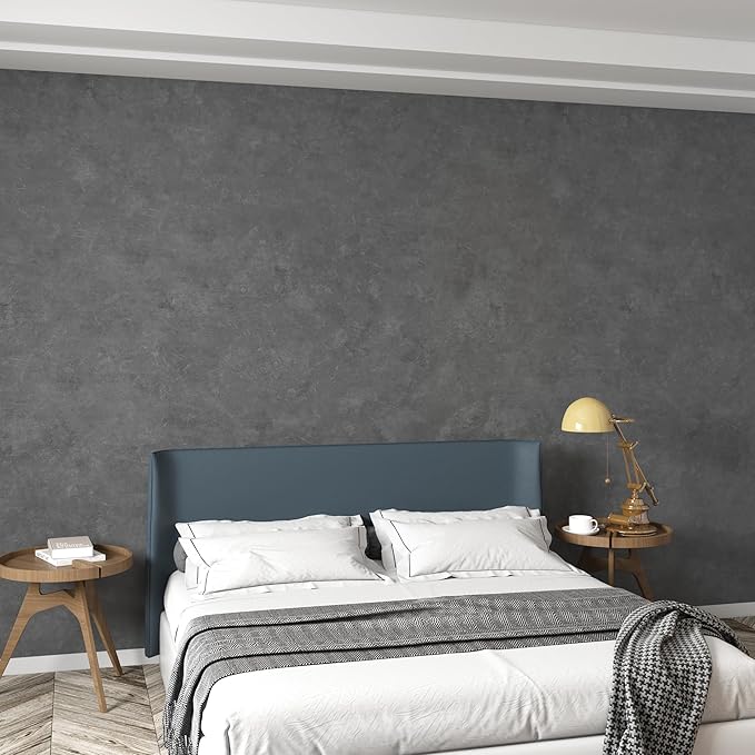 3yecao 16"×118" Thick Dark Blue Grey Concrete Wallpaper Peel and Stick Waterproof Glossy Textured Gray Concrete Contact Paper Vinyl Wrap Self Adhesive Cement Tile Sticker for Countertops Kitchen Walls
