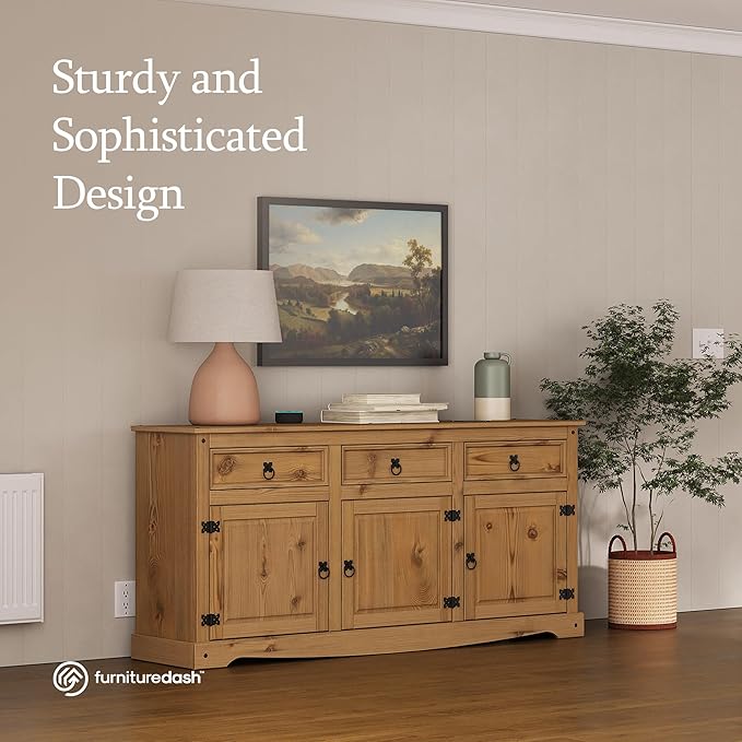 Furniture Dash Solid Wood Buffets & Sideboards 65.9" W, 16.9" D, 31.6" H - Kitchen Storage Cabinets, Buffet Cabinet with Storages, Bar Liquor Cabinet, Kitchen Island, Entertainment Center