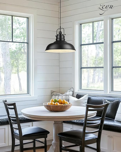 zeyu Black Pendant Lighting, 2 Pack Hanging Kitchen Lights, 1-Light Pendant Light with Metal Dome Shade, Matte Black Finish, 016-1M-2PK BK