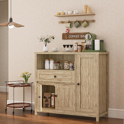 Viaozutis Storage Cabinet with Doors and Drawers,Kitchen Storage Cabinets，with Drawer and Adjustable Shelf（Grey）