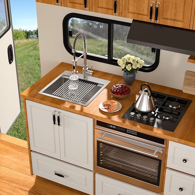 18 Outdoor Kitchen Sink - Beslend 18x18 Outdoor Sink Bar Sink RV Sinks Drop In, Topmount Stainless Steel Kitchen Sinks Wet Bar Sinks Workstation 16 Gauge Single Bowl Above Counter Indoor Outdoor
