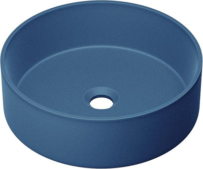 Swiss Madison Lisse 14.5" Concrete Round Vessel Sink in Matte Royal Blue