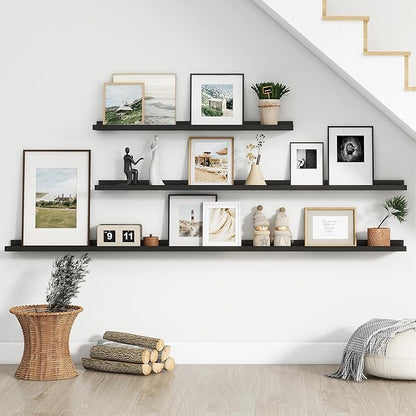 FLYJOE Floating Picture Ledge Shelves for Wall Set of 4, 72 Inch Wall Shelves with Lip Long Large Nursery Book Shelf for Toys Storage Kids Bookshelf Wall Mounted Living Room Bedroom Decor Frames