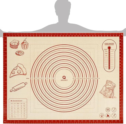 Silicone Baking Pastry Dough Mat - 32x24Inch Extra Large Cookie Bread Rolling Mats Sheet, Nonstick Kitchen Counter Kneading Board, Thick Reusable Pie Cookies Pizza Fondant Making Matt with Measurement