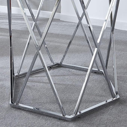 AXIOS 63 Inch Rectangle Glass Dining Table Tempered Glass Tabletop and Hexagonal Metal Base Design 63" Lx35.5 Wx30 H Modern Table Kitchen Table for 4-6 Home Kitchen, Dining Room (Silver)