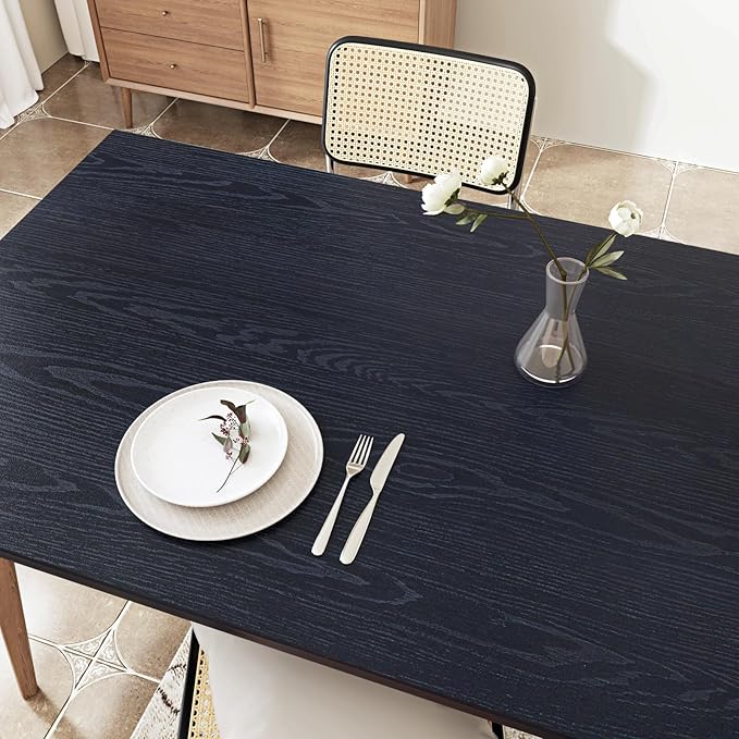 WESTICK Large Dark Wood Contact Paper Peel and Stick Counttertops Waterproof Navy Blue Wood Wallpaper Self Adhesive Wooden Grain Vinyl Countertop Wrap for Kitchen Tables Desk Cabinets Shelf 24" x 118"