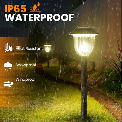 Bright 10 Pack Solar Pathway Lights Outdoor, Solar Powered Garden Lights Waterproof IP65, Auto On/Off LED Solar Lights for Landscape Path Lighting,Decor for Yard,Patio,Driveway,Lawn (Warm White)