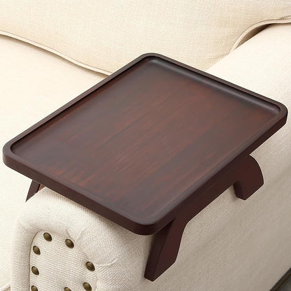 SINWANT Couch Arm Table,Bamboo Sofa Arm Clip on Tray Tables,Couch Armrest Table Suitable for Home Drinks/Eat/Fruit, Snack Chair Tray for Drink Eating