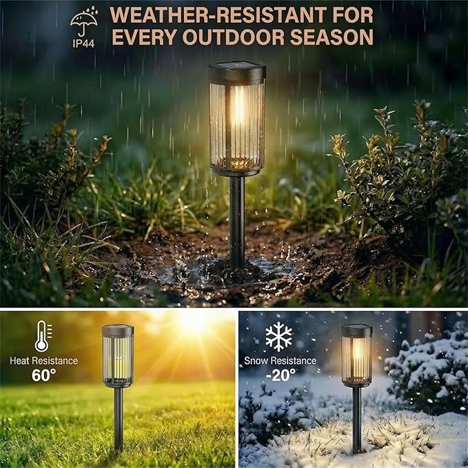 Sparkblaze 2 Pack Solar Garden Lights Outdoor, Decorative Solar Pathway Lights for Yard Auto On/Off Landscape Lighting for Walkway, Lawn, Garden, Waterproof Solar Stake Lights. (2, Warm White)