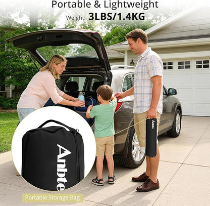 Anbte Ultralight Portable Camping Table, 3.2lb Folding Camping Table with Cup Holders & Storage Net, 20in Height for Camping Hiking Tailgating Beach Picnic Travel Patio, 23" x 16", Black