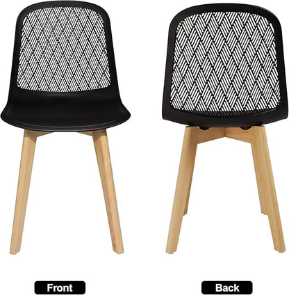 KM Legend Armless Modern Chairs with Wood Legs for Living, Bedroom, Kitchen,Dining,Lounge Waiting Room, Restaurants, Cafes, Set of 4…
