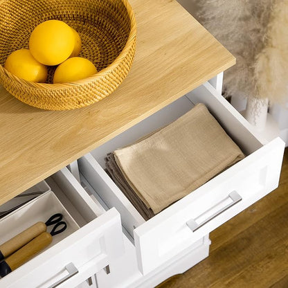 HOMCOM Sideboard Buffet Cabinet with 3 Storage Drawers, Kitchen Cabinet Coffee Bar with Adjustable Shelf for Living Room, White
