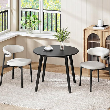 HOOBRO Bamboo Dining Table, Round Dining Table for 2, 27.5" Kitchen Table for Small Space, Writing Table, Easy to Assemble, for Dining Room, Living Room, Office, Kitchen, Apartment, Black BK71CZ01G1