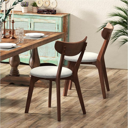 NAFORT Dining Chairs Set of 6/4/2, Modern Fabric Upholstered Dining Room Chair, Farmhouse Wooden Kitchen Chairs with Curved Backrest for Dining Kitchen Room, Living Room, Studio, Restaurant