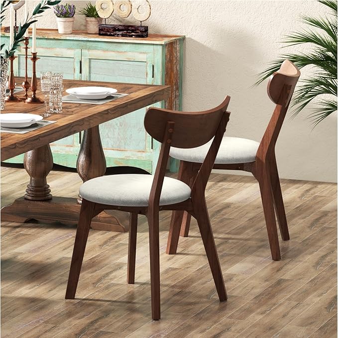 NAFORT Dining Chairs Set of 2, Modern Fabric Upholstered Dining Room Chairs, Wooden Chair Farmhouse Kitchen Side Chairs with Rubber Foot Pads for Bistros, Dining Kitchen Room, Restaurant
