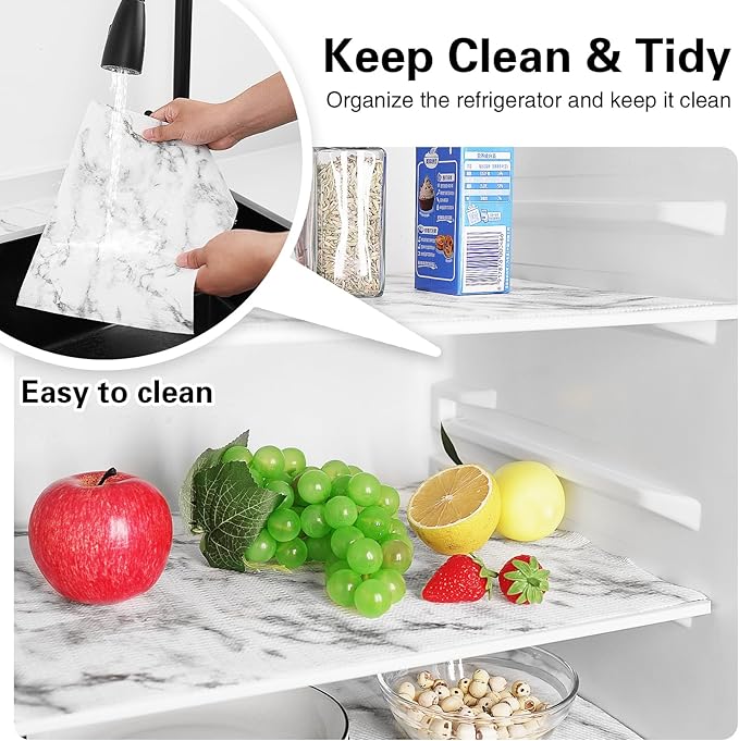 Drawer and Shelf Liner for Kitchen Cabinet,Non-Adhesive Cabinet Liners 24in x 20FT,Waterproof Shelf Paper Non-Slip Mats Cupboard Liners Contact Protect Dresser/Shelves/Table-Marble
