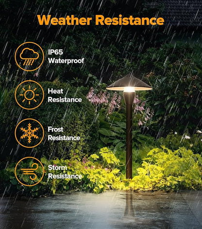 LUTEC 12V Low Voltage Pathway Lights, Die-cast Aluminum Pathway Lights with Connectors，IP65 Waterproof Outdoor Landscape Lighting, 3W 240LM Warm White 3000K for Path, Yard, Garden, 8 Pack