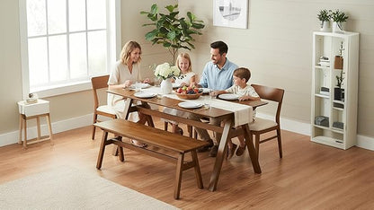 LukeAlon Solid Wood Dining Chairs, Rustic Farmhouse Kitchen Chairs 18" Seat Height, Heavy Duty Log Legs, Natural Wood Stools for Table, Hallway Kitchen Living Room, Walnut