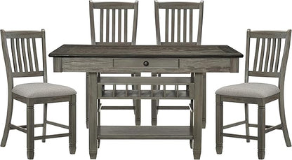 Lexicon Saratoga 5-Piece Counter Height Dining Set, Coffee/Antique Gray