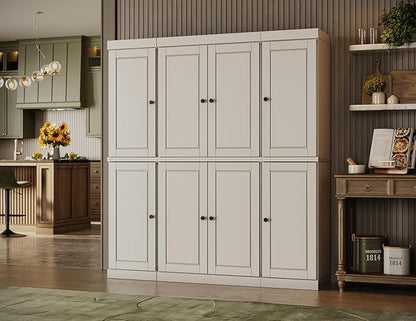 Palace Imports Solid Wood Storage Cabinet - 71.5" Tall, 65" Wide Freestanding Kitchen Pantry with 2-Drawer Kit & Adjustable Shelves – Off White, 100% Renewable Eco-Friendly Wood, Modular Cabinets