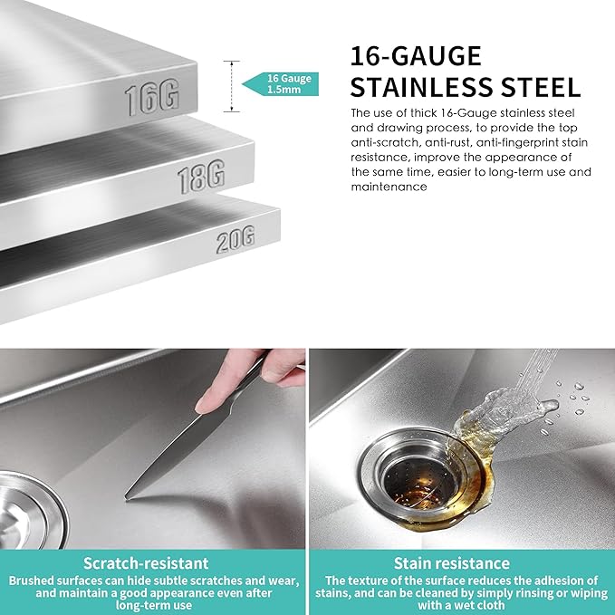 Rhbamoa Double Bowl Kitchen Sink Undermount 31 inch,16-Gauge T304 Undermount Kitchen Sink Stainless Steel,50/50 Stainless Steel Double Sinks with Accessories,Deep Sinks with Brushed Finish
