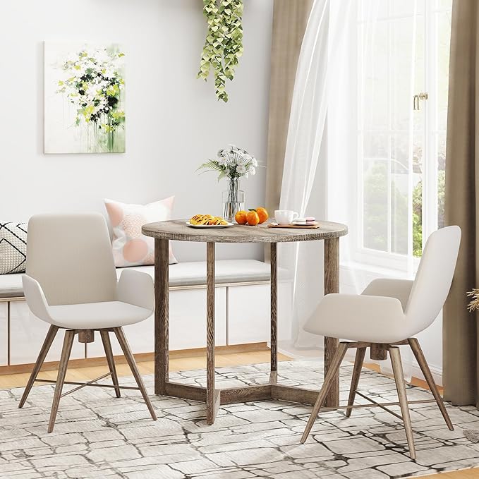 Giantex 36" Round Dining Table for 4, Kitchen Table with Wing-Shaped Base, Wood Grain Tabletop, 220Lbs Capacity, Coffee Tables for Dinette, Dinner, Dining Room, Living Room, Restaurant (Oak)