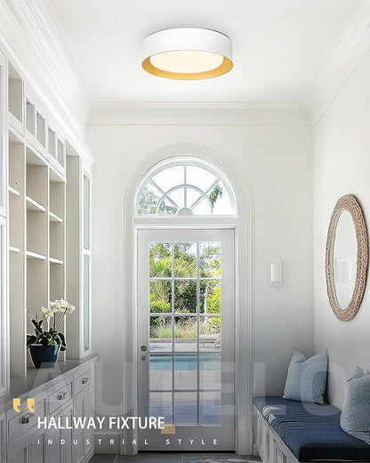 AUTELO 16" Ceiling Light, LED 5CCT Flush Mount Ceiling Light, White Light Fixtures Ceiling Mount fo with Frosted Glass in White Finish for Bedroom, C3336-40 WH LED