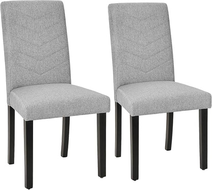 VECELO Upholstered Dining Chairs Set of 2, Fabric Wood Legs High Back for Kitchen Living Room, Light Gray