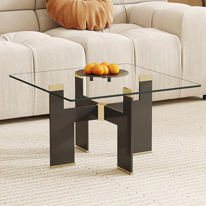 24" Square Tempered Glass Table Top, Clear Surface 1/4" Thick Flat Polished Edge for Furniture Protection Patio Dining Coffee End Tables (24 inch)