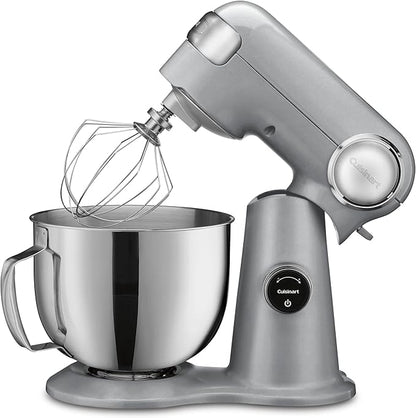 Cuisinart SMD-50BC Precision Pro 5.5-Quart Digital Stand Mixer With 12-Speeds, 3 Preprogrammed Food Prep Settings, Mixing Bowl, Whisk, Flat Mixing Paddle, Dough Hook, And Splash Guard, Silver Lining