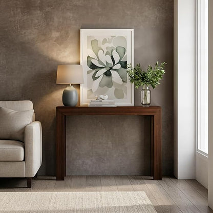 Plank+Beam Modern 46 Inch Console Table, Solid Pine Wood Entryway Table, Narrow Sofa Table for Hallway or Living Room, Walnut