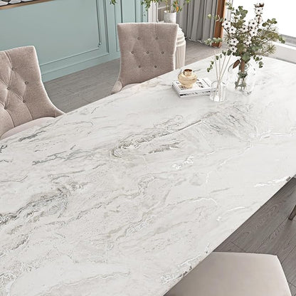 Wallercity Matte Beige/Silver Marble Contact Paper for Counter Top Marble Peel and Stick Wallpaper Countertops Vinyl Waterproof Self Adhesive Wall Paper for Cabinets Removable Kitchen Table Top Film