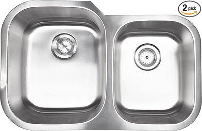 MSI 31 inch Undermount 60/40 Double Bowl 18 Gauge Stainless Steel Kitchen Sink and Strainer