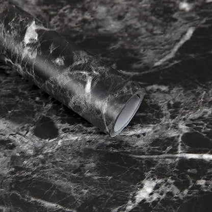 Abyssaly Black Marble Paper 24" x 118" Granite Wallpaper Peel and Stick Countertop Paper Self Adhesive Thickening for Kitchen Bathroom and Furniture