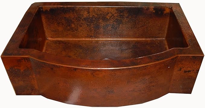 Apron Front Farmhouse Kitchen Single Bowl Mexican Hand Hammered Copper Sink