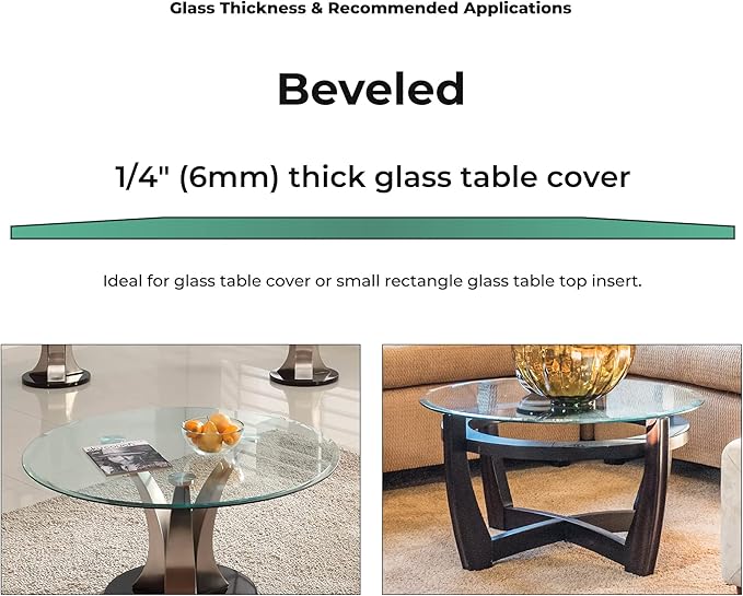36" Inch Round Glass Table Top 1/4" Thick Tempered Beveled Edge by Fab Glass and Mirror