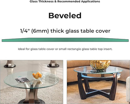 36" Inch Round Glass Table Top 1/4" Thick Tempered Beveled Edge by Fab Glass and Mirror