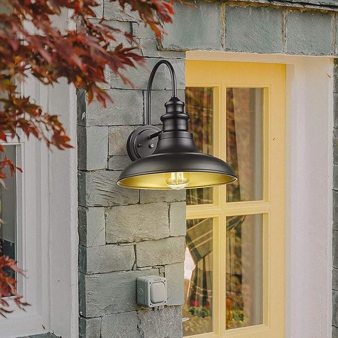 Dusk to Dawn Sensor Outdoor Barn Light Fixtures Outdoor Wall Sconces Farmhouse Wall Mount Lights Exterior Light Fixture Black Finish Industrial Wall Lantern for Porch, Entryways, 4 Pack