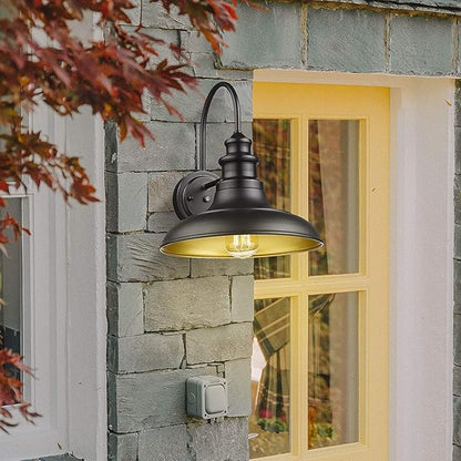 Dusk to Dawn Sensor Outdoor Barn Light Fixtures Outdoor Wall Sconces Farmhouse Wall Mount Lights Exterior Light Fixture Black Finish Industrial Wall Lantern for Porch, Entryways, 4 Pack